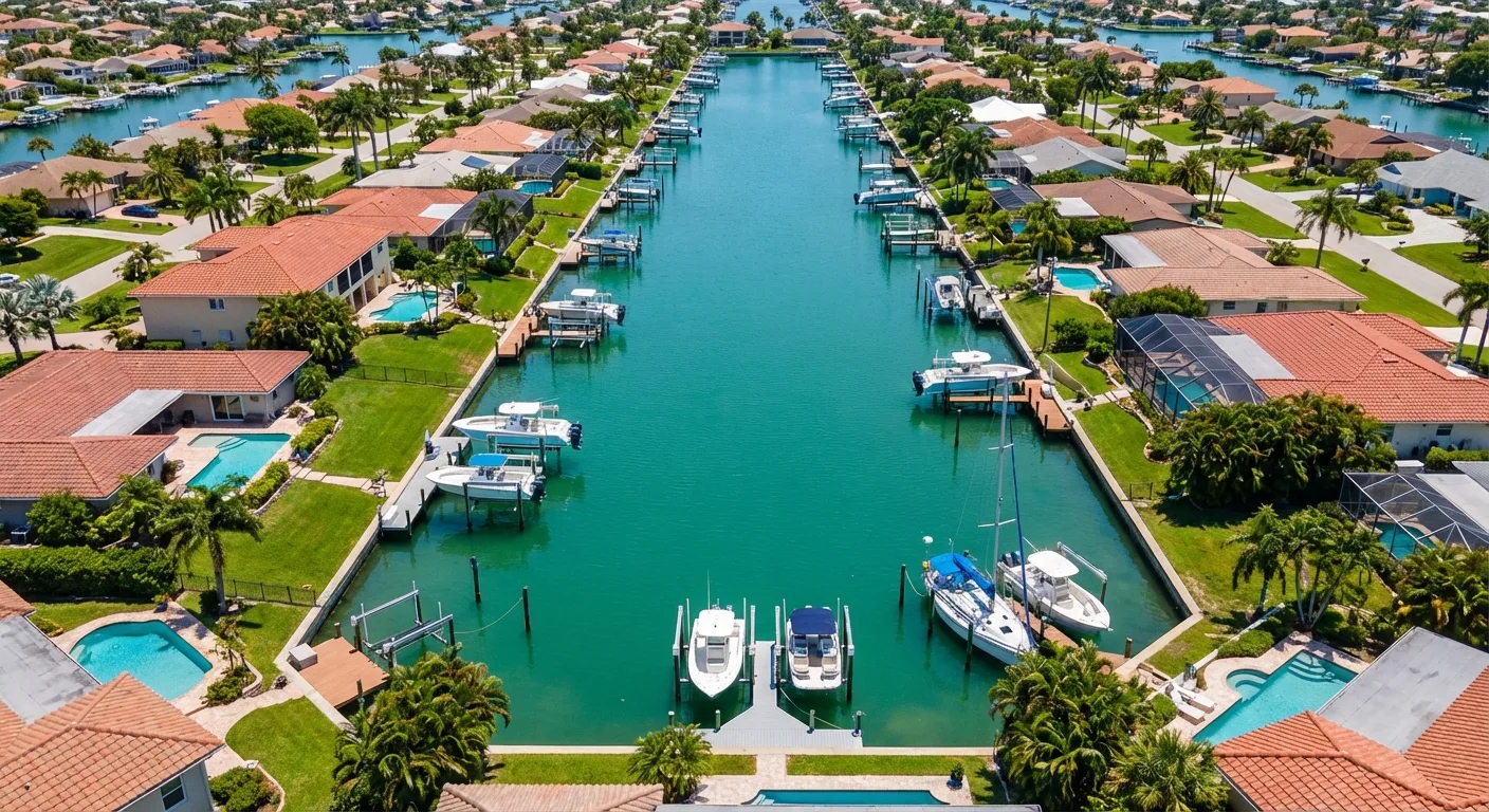 aerial dock seawall neighborhood Bayonet Point FL
